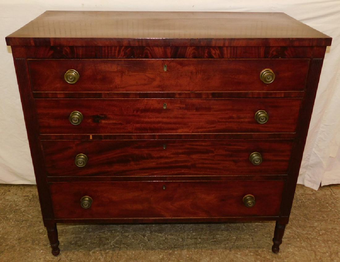 American four drawer mahogany Sheraton chest. (1 of 3)