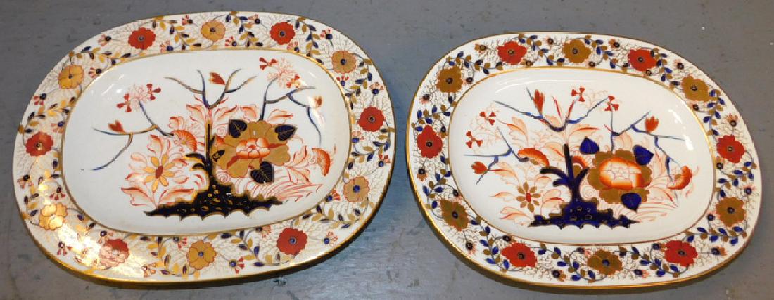 Pr 19th c Crown Derby oval platters (different marks) (1 of 4)
