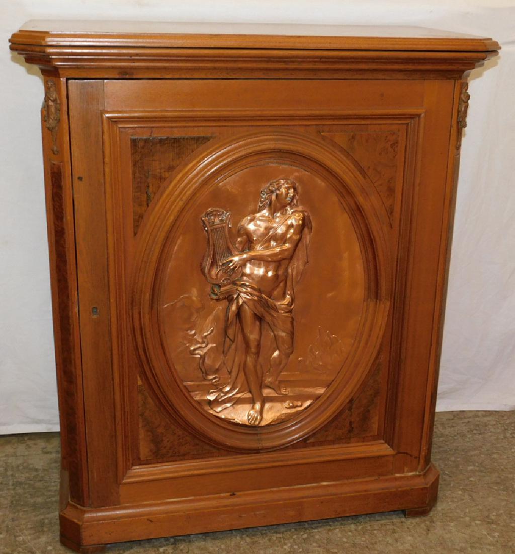 Victorian walnut credenza with large bronze plaque (1 of 6)