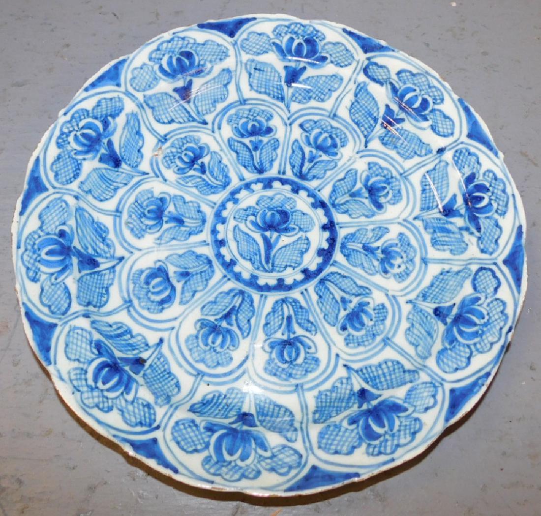 18th century blue and white Delft plate. 10" dia. (1 of 2)