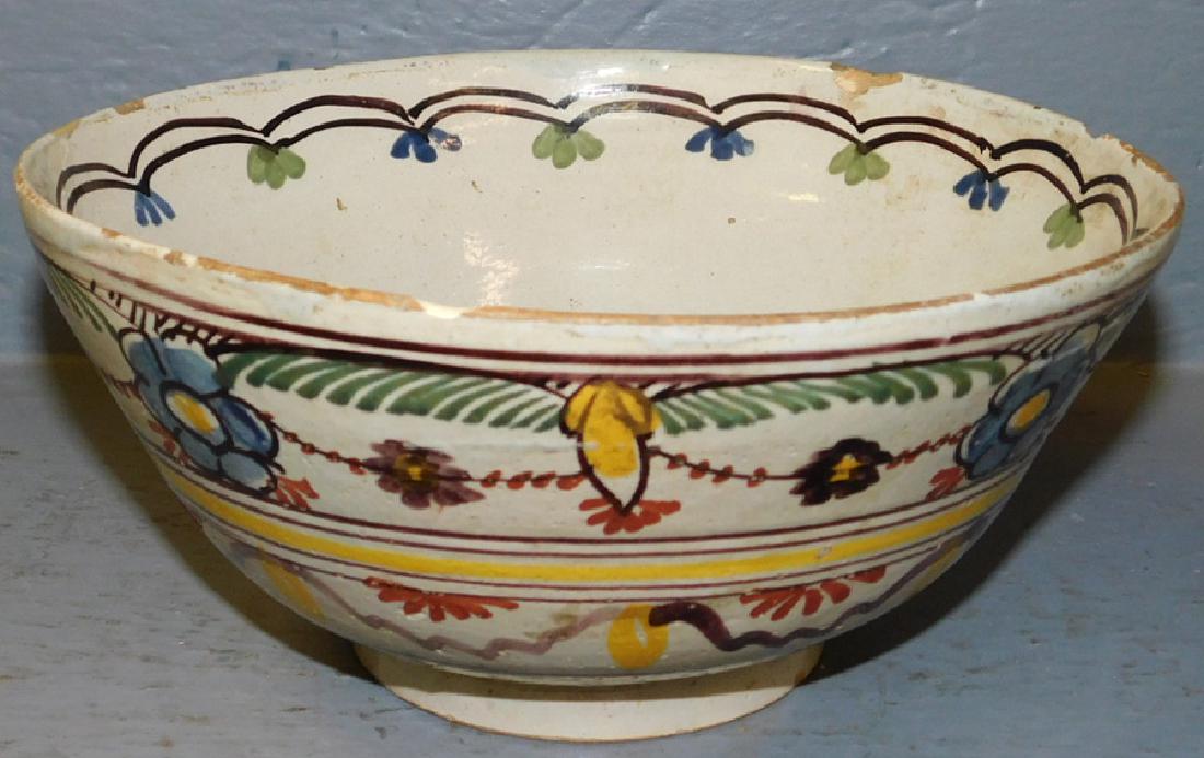 18th century polychrome Delft bowl. 8 1/2" dia. (1 of 4)