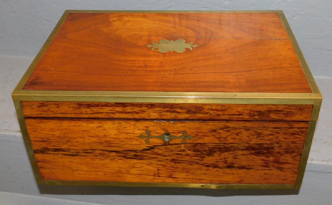 Rose wood brass bound lap desk. (1 of 3)