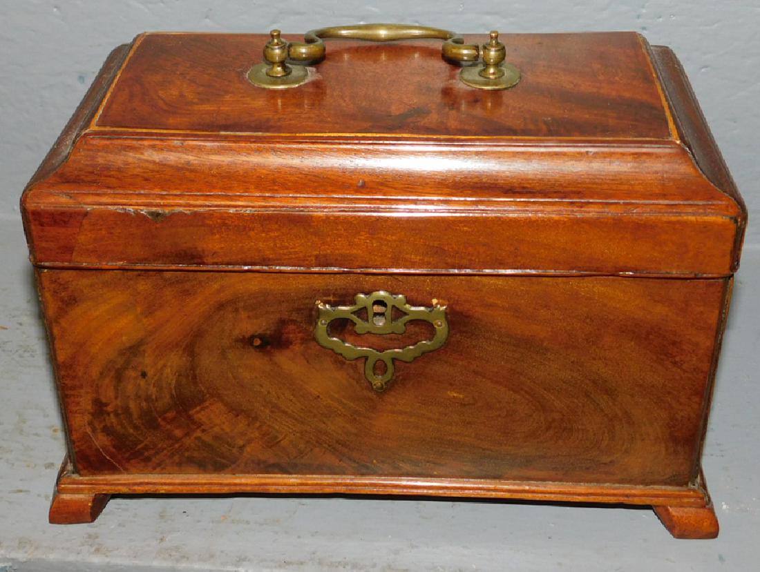 Mahogany 18th century fitted walnut tea caddy. (1 of 3)