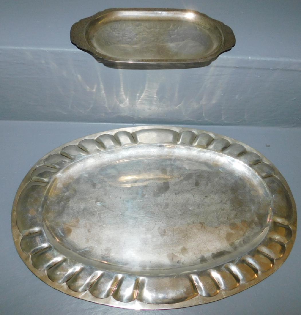 Mexican silver oval tray & sterling pin tray. 31.6 t.o. (1 of 3)