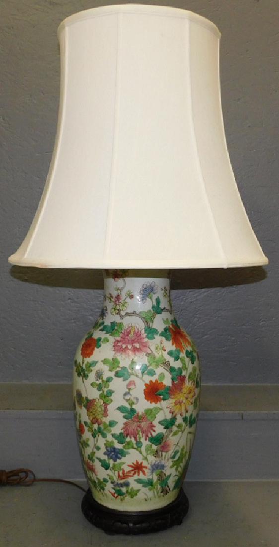 Early Oriental vase lamp. 34" tall. (1 of 3)