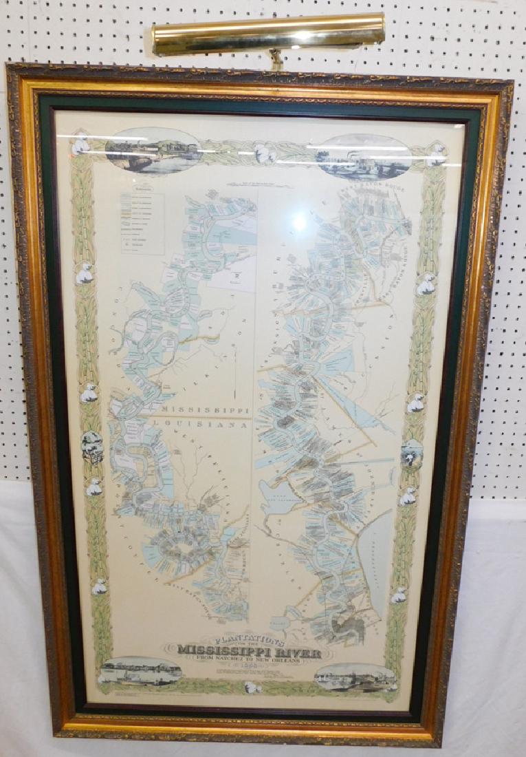 "Mississippi River Plantations" framed map print. (1 of 4)
