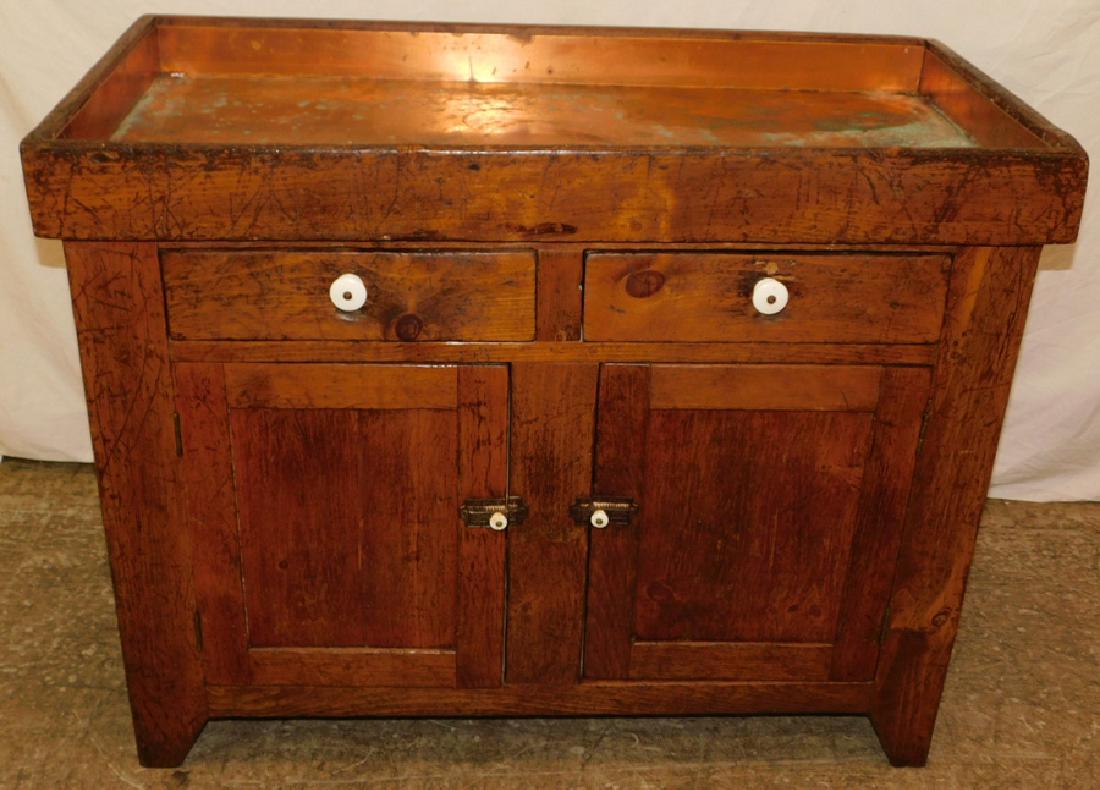 Copper Lined Antique Primitive Dry Sink