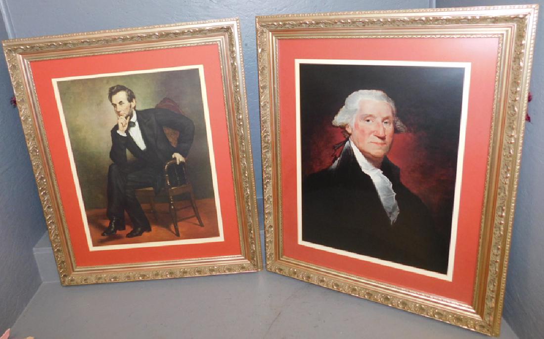 Estate found Washington & Lincoln framed prints (1 of 5)