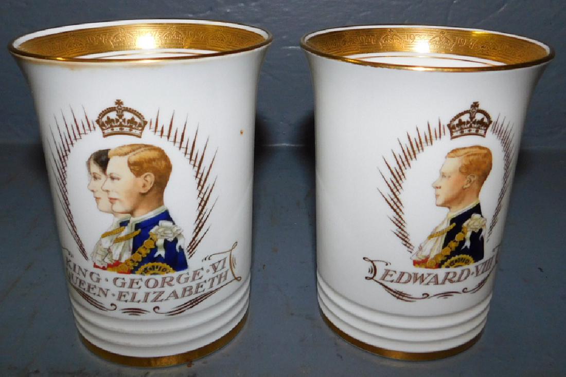 3 Minton signed& numbered Coronation beakers: 2 Minton numbered Coronation beakers. 4 1/4" tall.