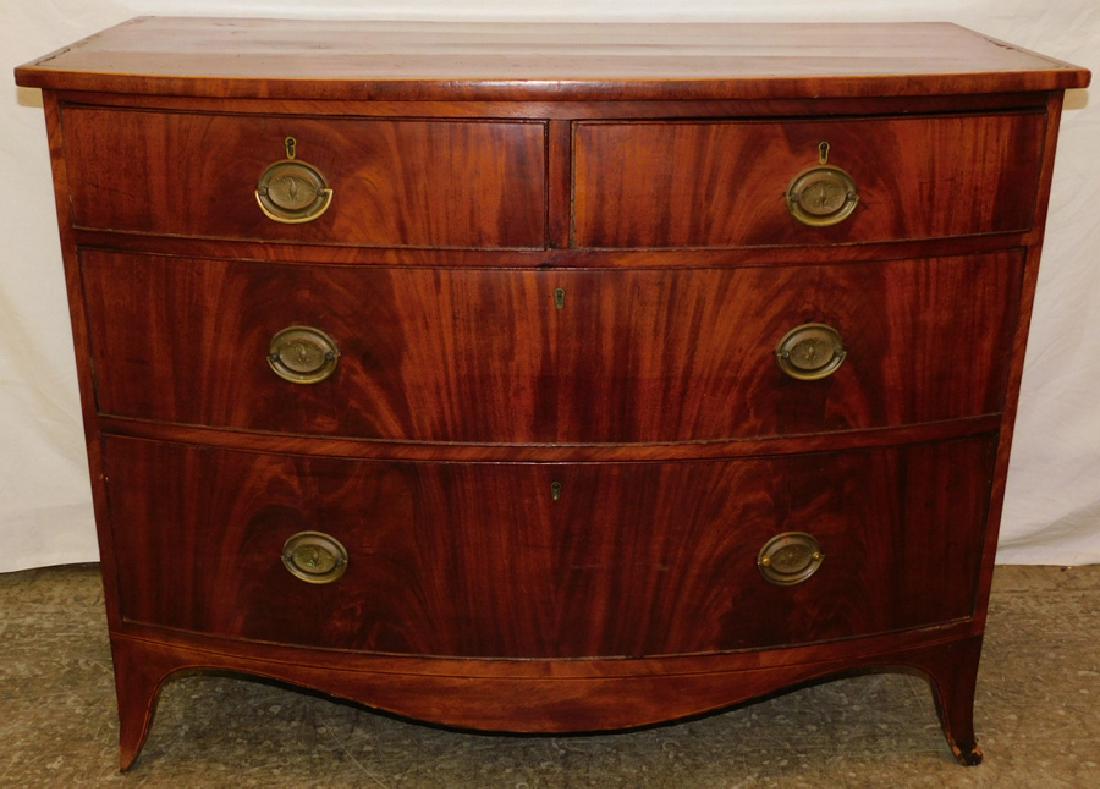 2/2 Mahogany Bow front English chest cc 1820. (1 of 3)