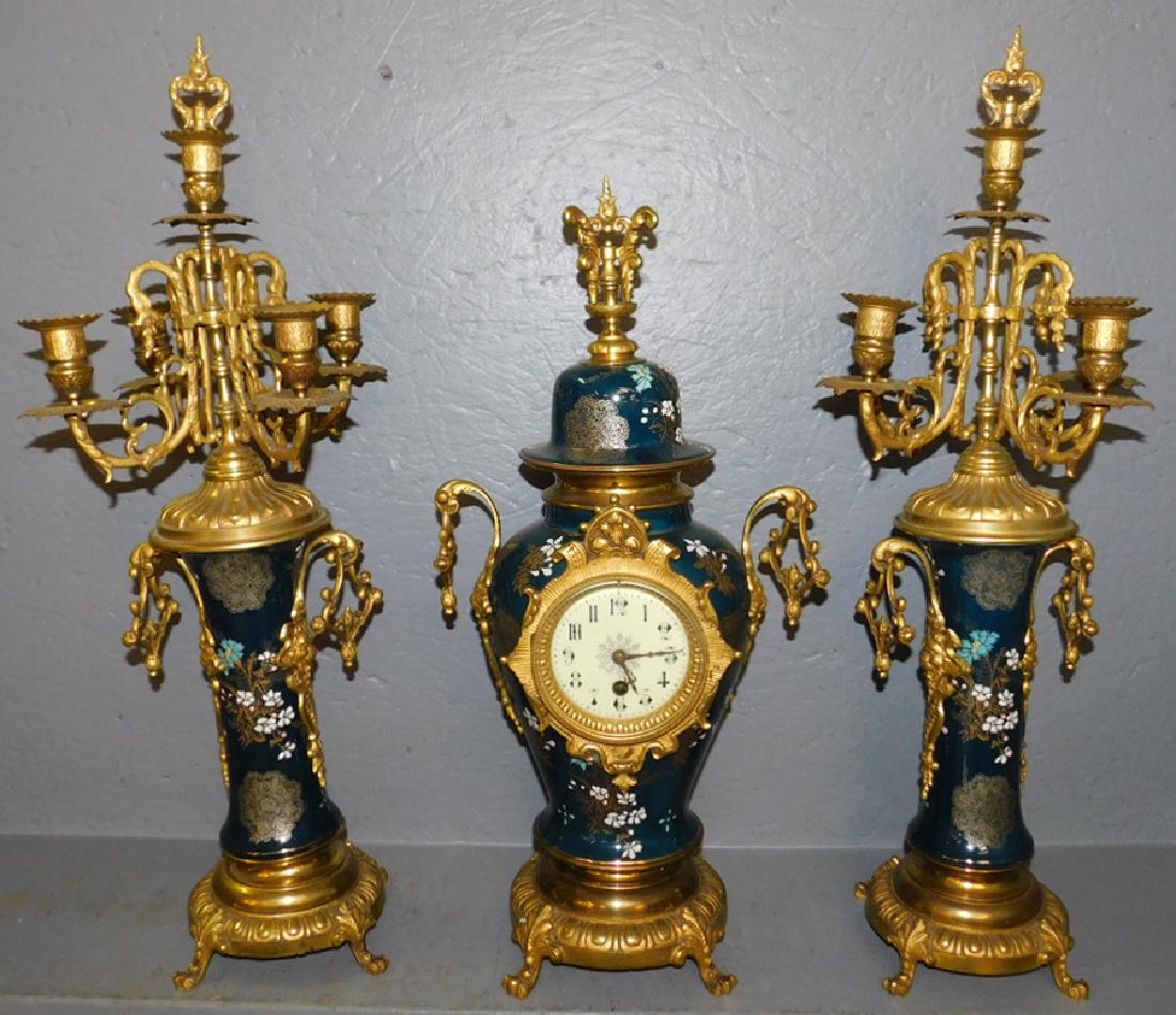 3 pc garniture clock set. (1 of 5)