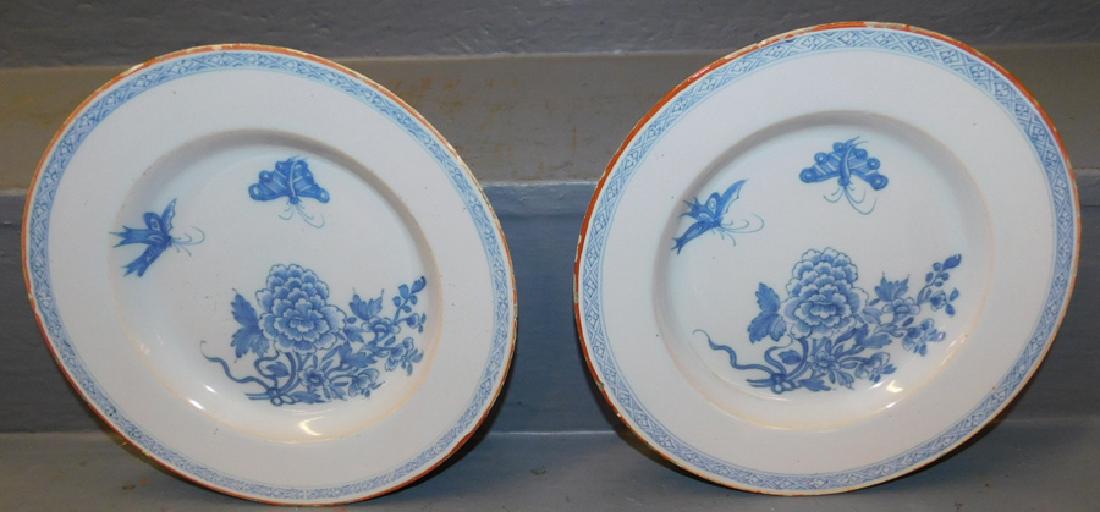 Pair early blue and white Delft plates. (1 of 2)