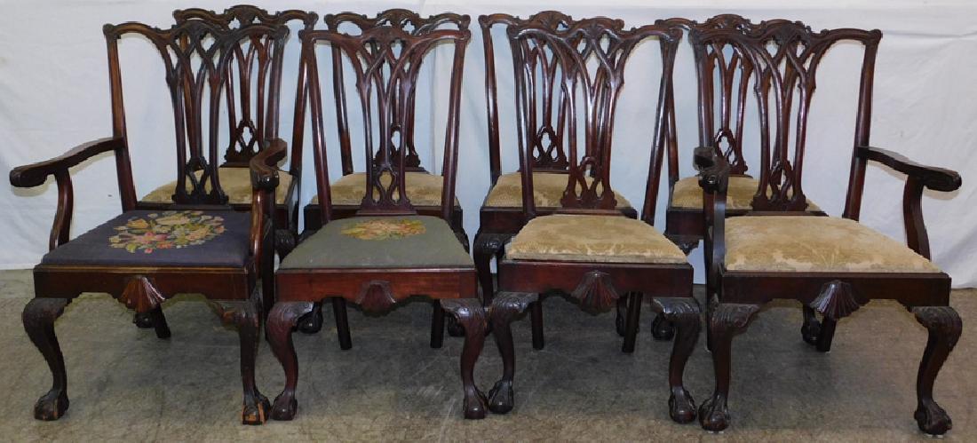 Set 8 Robert Morris style Philadelphia chairs.: Set of 8 Robert Morris style Philadelphia mahogany chairs. 40" tall.