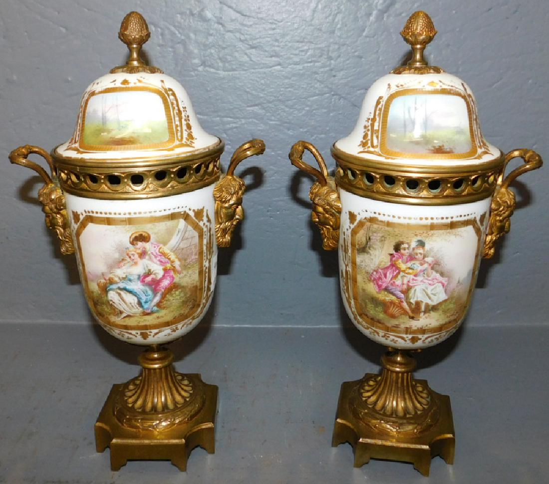 Pr. 19th C signed Sevres bronze mount vases. (1 of 3)