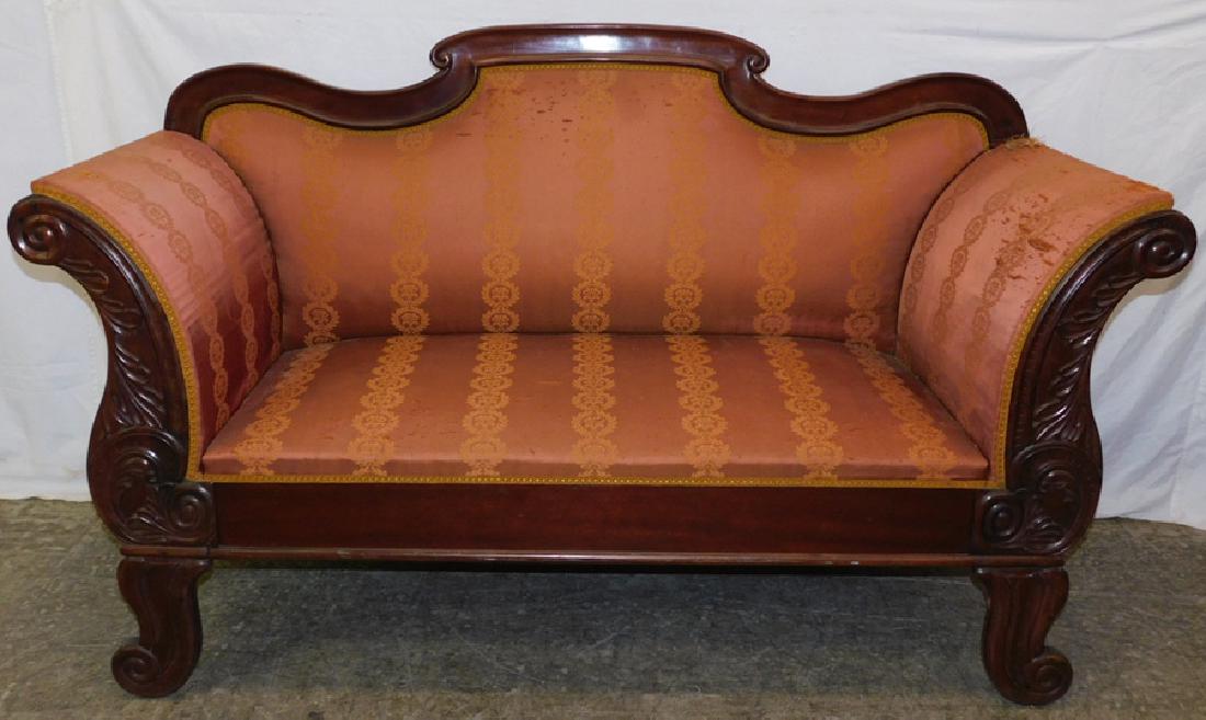 19th C Carved Empire settee. (1 of 4)