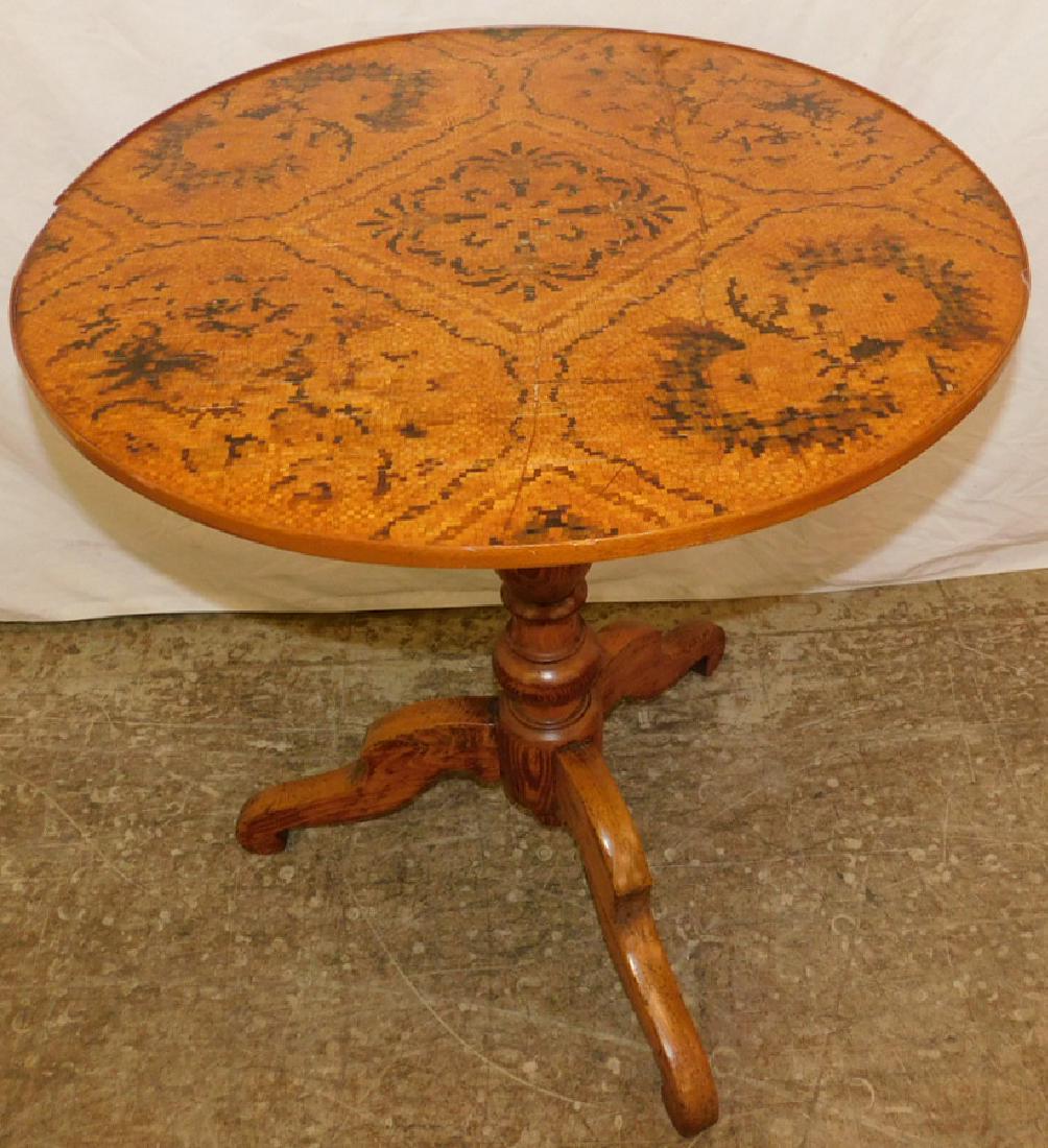 Micro mosaic inlaid top candle stand. (1 of 3)