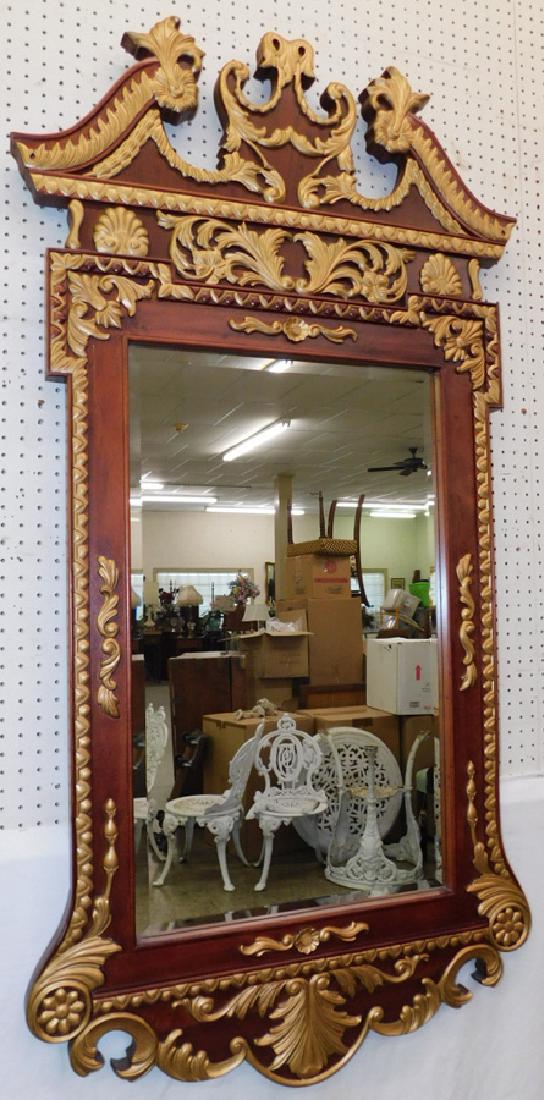 Gold decorated Chippendale style beveled mirror. (1 of 4)