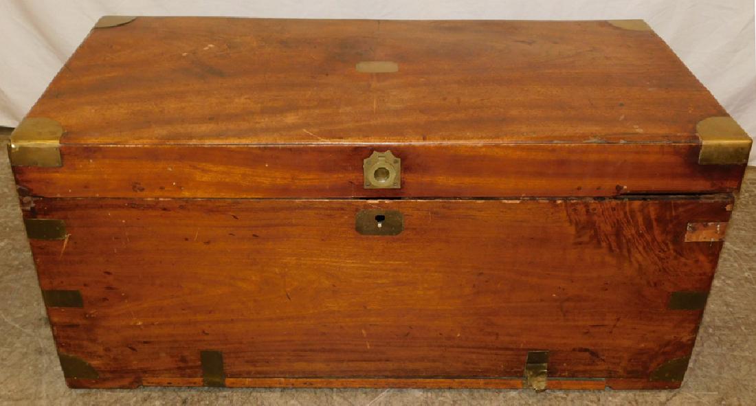 Brass bound mahogany blanket chest. (1 of 3)