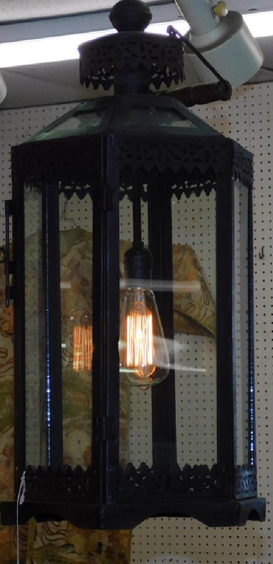 Hexagonal metal foyer light. (1 of 2)