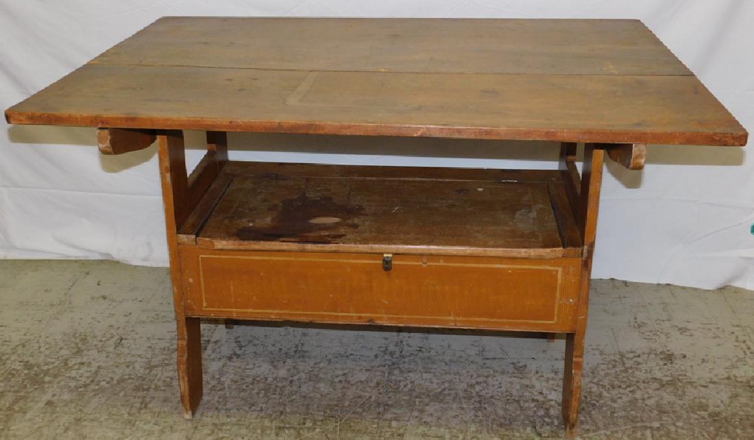 19th C paint dec. antique hutch table (1 of 3)