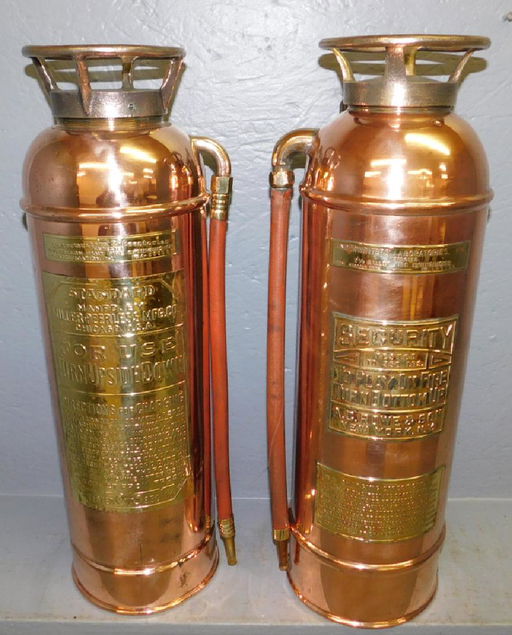 2 Polished Copper Fire Extinguishers 2 Polished Copper Fire Extinguishers