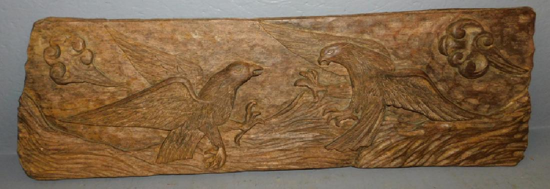 Carved eagle hanging wood plaque. (1 of 3)