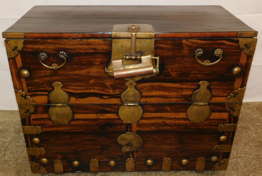 Brass bound teak Orient. blanket chest (1 of 5)