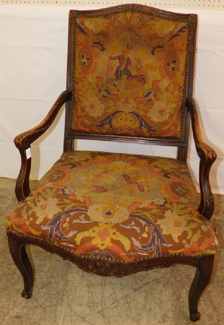 19th C French needlepoint fauteuil (1 of 3)