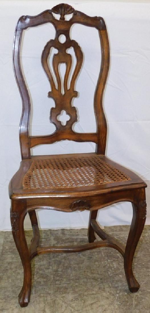 French walnut cane bottom carved side chair (1 of 3)