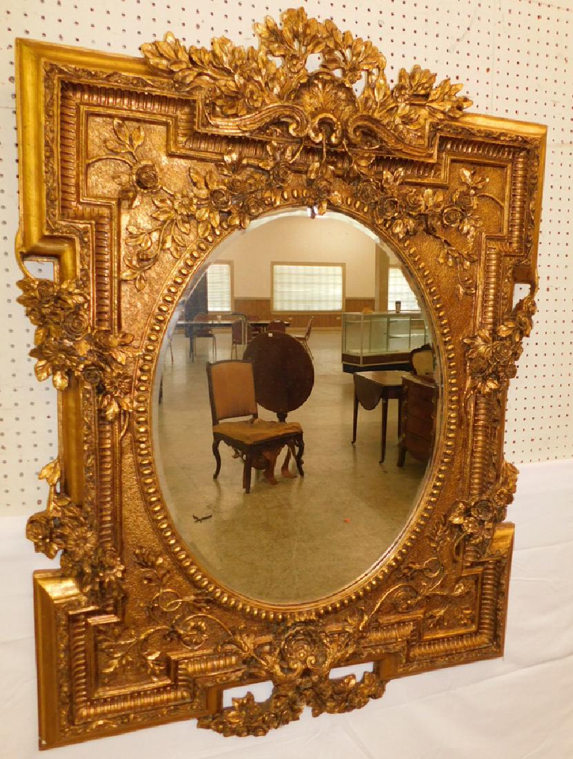 Bevel edge baroque giltwood mirror. (1 of 5)