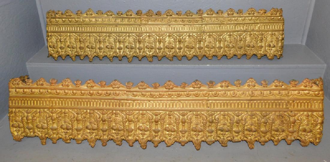 Pair of Victorian brass cornices.: Pair of Victorian brass cornices. 47" long.