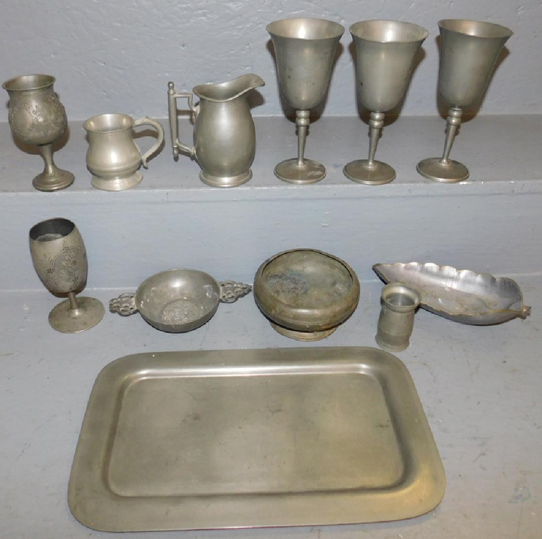 12 piece lot miscellaneous pewter. (1 of 1)