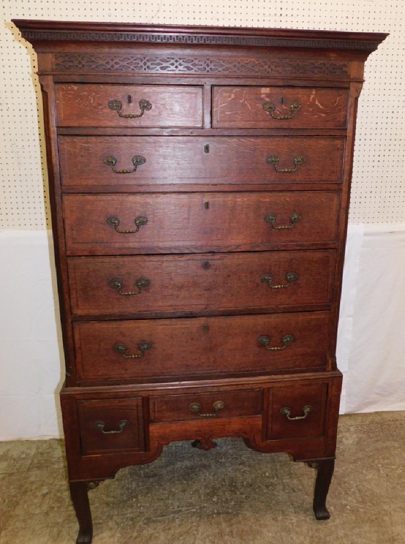 18th C QA English oak high boy. (1 of 4)