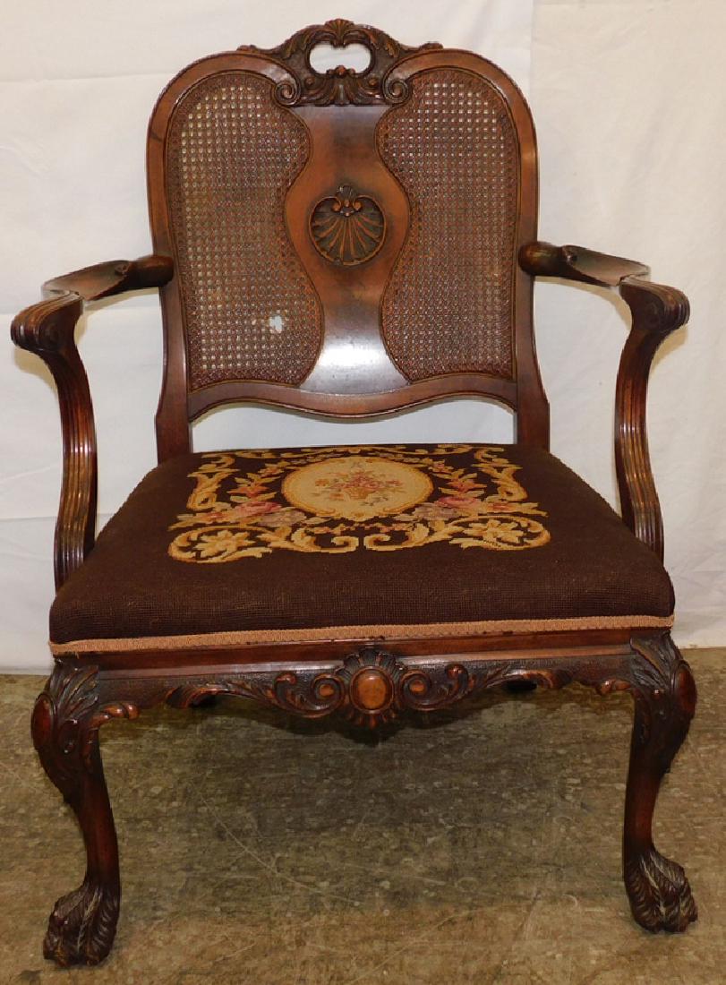 French cane back QA needlepoint seat fauteil (1 of 4)