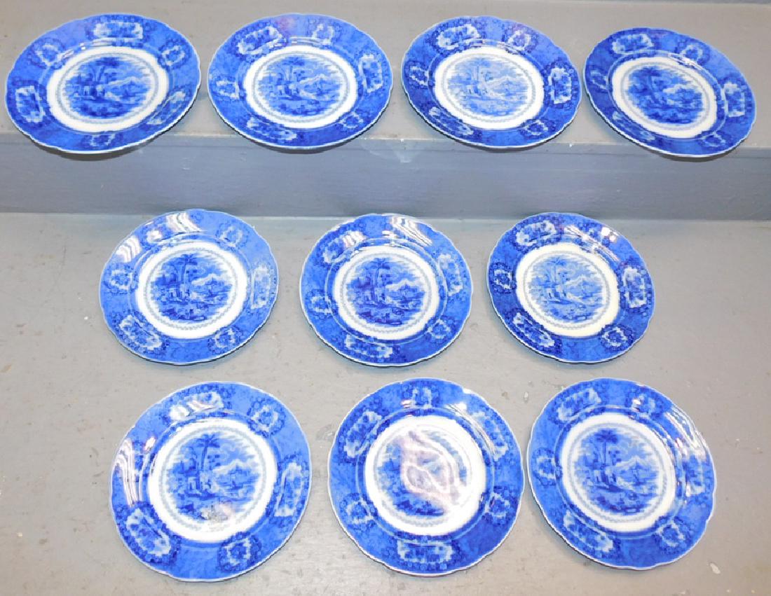 10 19th C flow blue Ridgeway plates (1 of 4)