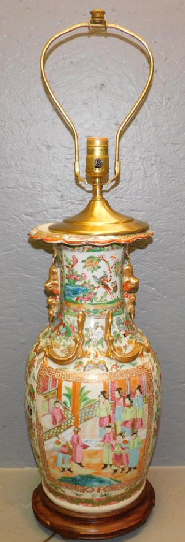 Large 19th C Rose Medallion vase lamp. (1 of 3)