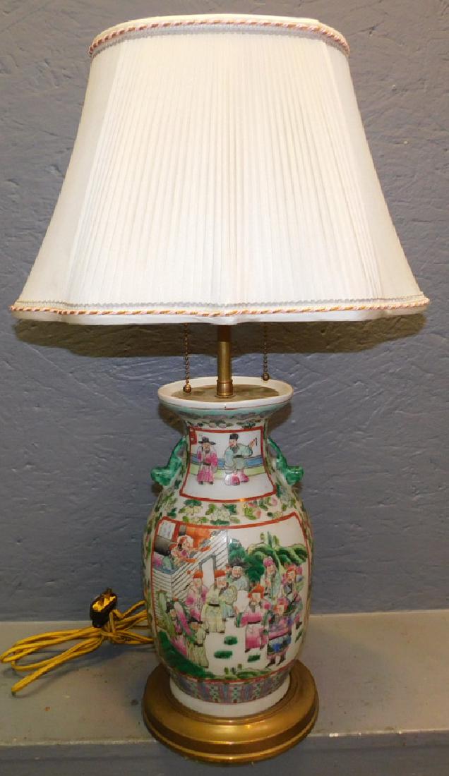 19th C Rose Mandarin vase lamp. (1 of 3)