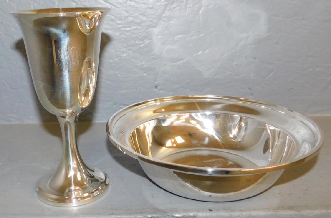 Sterling silver Gorham bowl and water goblet. (1 of 2)
