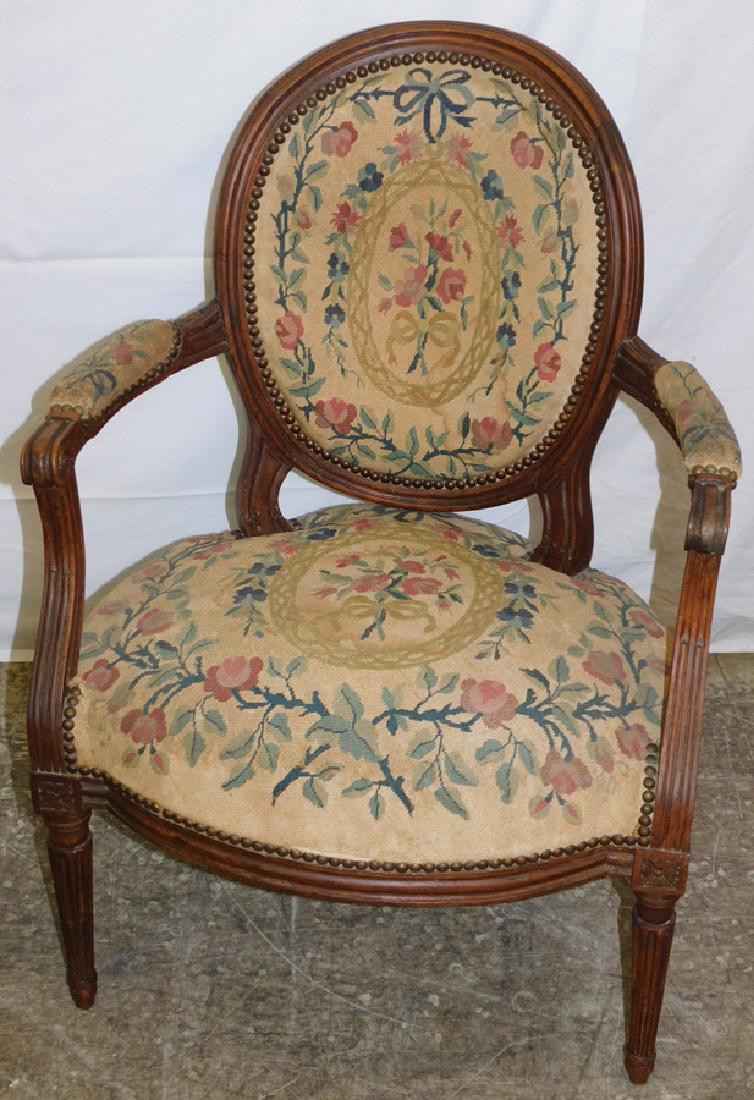 19th C French original tapestry covered fauteil. (1 of 4)