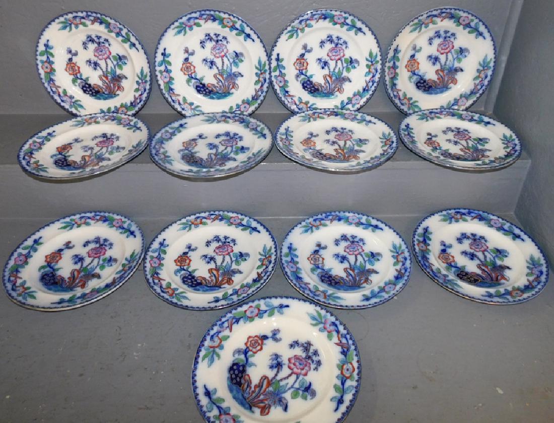 13 Bamboo pattern flow blue plates. (1 of 3)