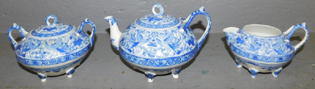 3 piece Oriental character marked tea set (1 of 5)