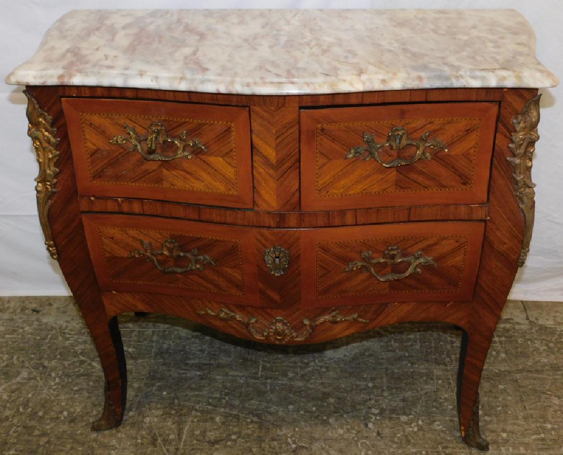 1900's French rosewood inlaid MT commode. (1 of 3)