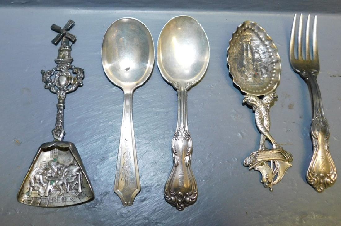 2 Continental silver spoons & 3 sterl.utensils (1 of 1)