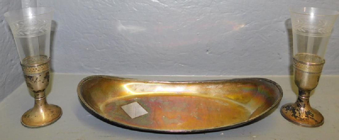 Gorham silver tray & sterl. base wines 8.6 t.o. (1 of 2)