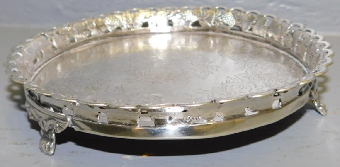 Footed & retic. Hanau silver wine coaster 10.7: Footed and reticulated Hanau silver wine coaster. 10.7 t.o. 6 1/2" diameter.