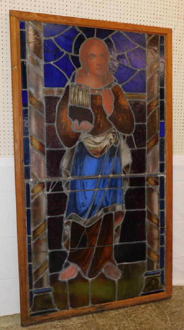 Large painted & stained glass leaded window (1 of 8)
