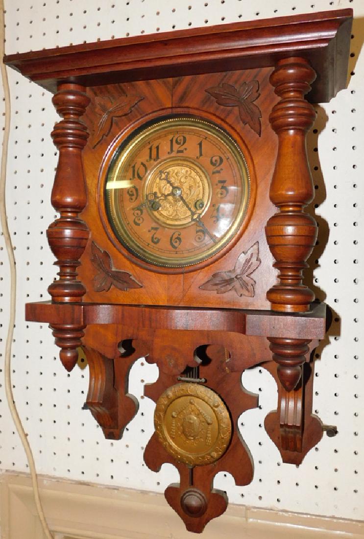 Victorian walnut free swinging wall clock (1 of 2)