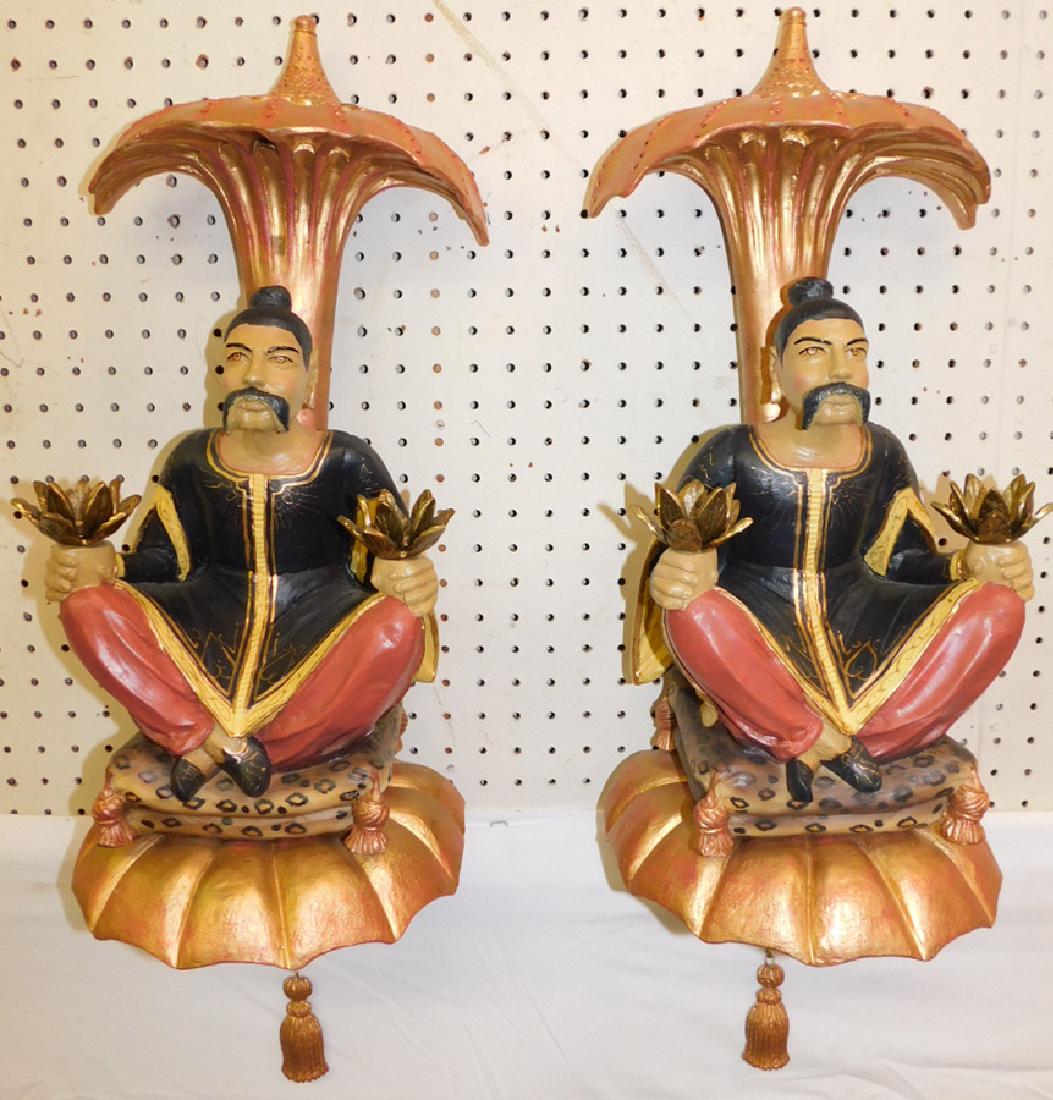 Pair of figural Oriental wall hangings. (1 of 4)