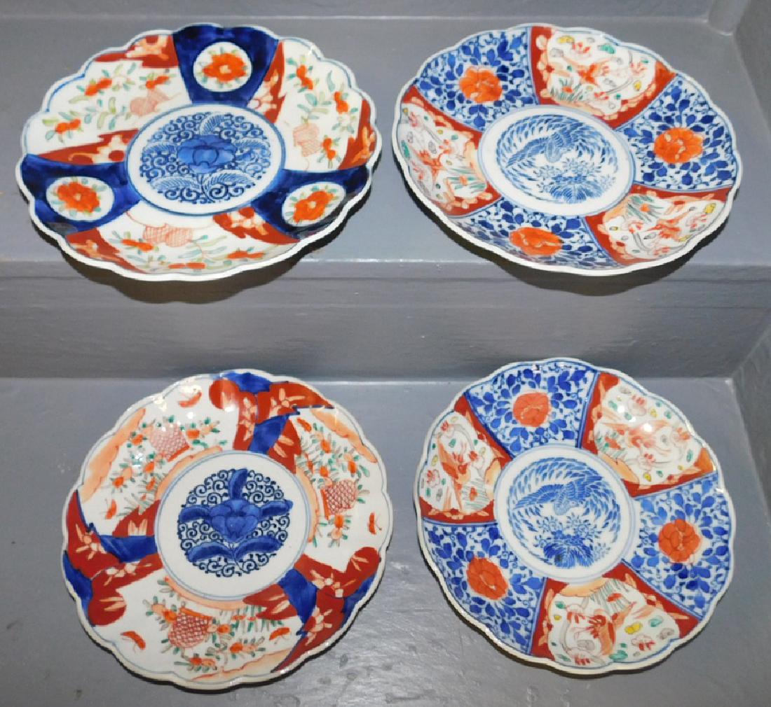 4 19th C Imari scalloped edge plates (1 of 2)
