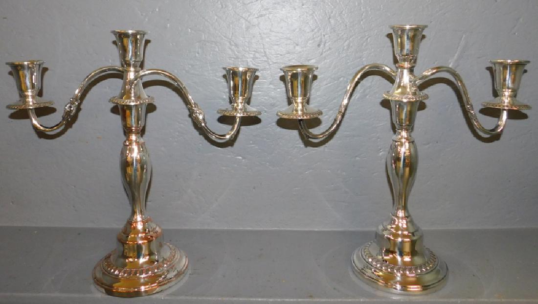 Pair of silver plate 3 light candelabras (1 of 2)